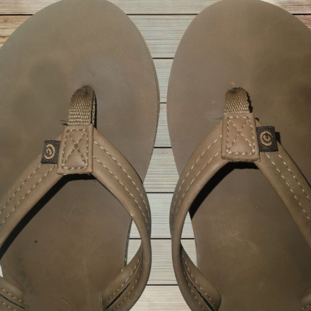 COBIAN - SIZE 8 - Women's Brown Flip Flops Sandals Blue Inner Accent - Picture 4 of 6